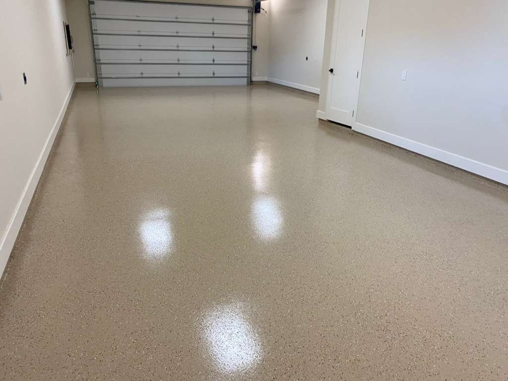 Garage floor epoxy beige finish