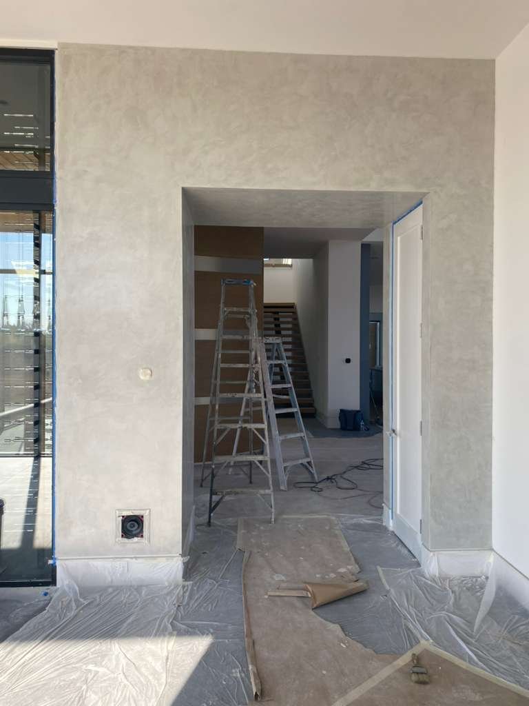 Interior plaster textured hallway