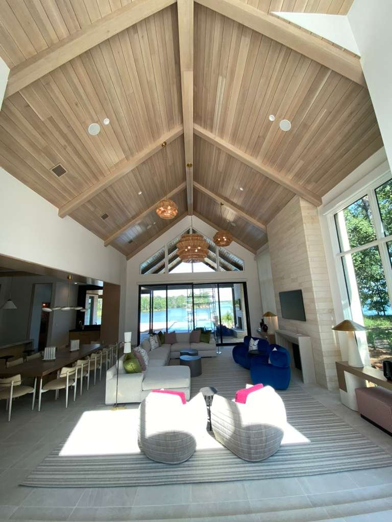 Vaulted ceiling great room living area